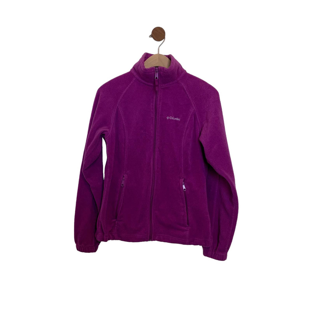 Columbia Womens Fleece Jacket Size Medium Purple Casual Long Sleeve